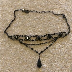 black statement choker with gem details